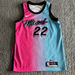 2020 Nike Miami Heat Jimmy Butler City Edition Pink Blue NBA Jersey Size 44 M